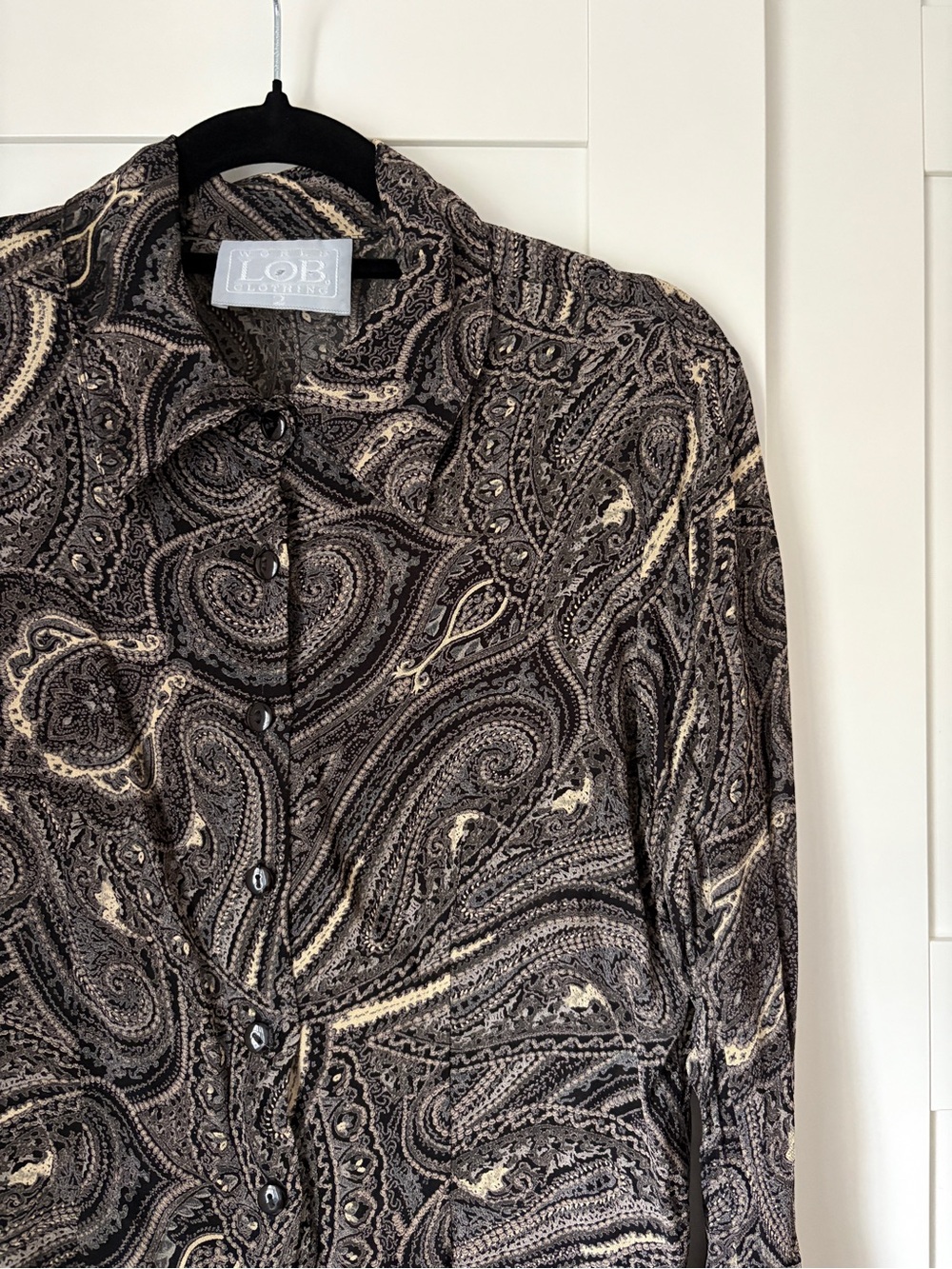 Vintage Chiffon Paisley Button-Down Shirt